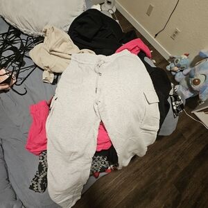 Women Gray Cargo Pants